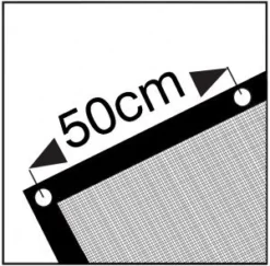 Cover PE Aanhangergaasnet / Gaaskleed Zwart 200x300cm -Optimaal Tuinonderhouds Winkel picto ogen om de 05 meter hekwerkkleed