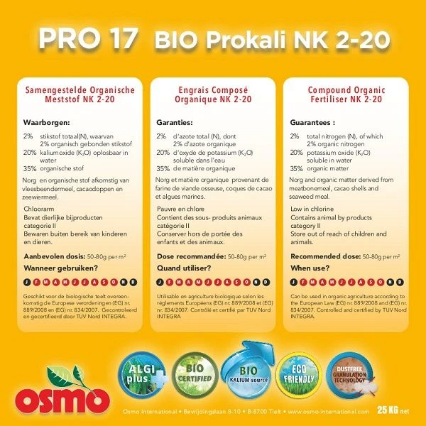 PRO 17 BIO NPK 2-0-20 OSMO ProKali - 25kg 2 PRO 17 BIO NPK 2-0-20 OSMO ProKali - 25kg - Afbeelding 2