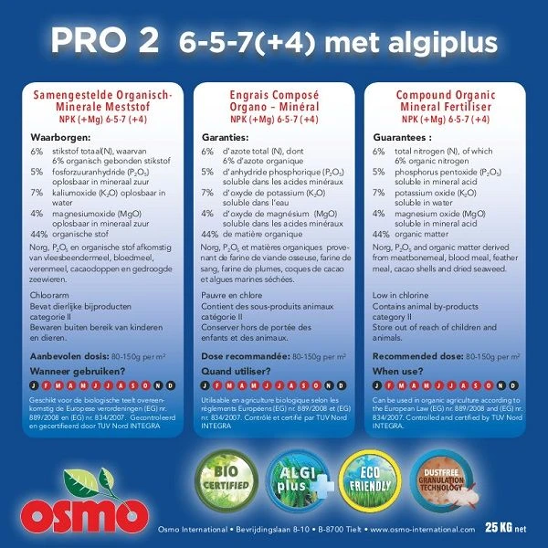 PRO 12 NPK 7-3-21(+3)MgO + Zeewier OSMO - 25kg 2 PRO 12 NPK 7-3-21(+3)MgO + Zeewier OSMO - 25kg - Afbeelding 2
