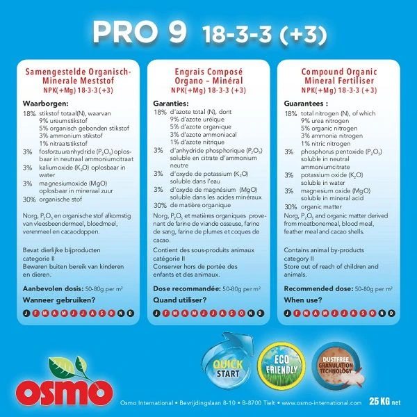 PRO 9 NPK 18-3-3(+3)MgO OSMO - 25kg 2 PRO 9 NPK 18-3-3(+3)MgO OSMO - 25kg - Afbeelding 2