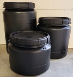 Wijdhalsvat/Opbergton/Voerton Kunststof Zwart 60L